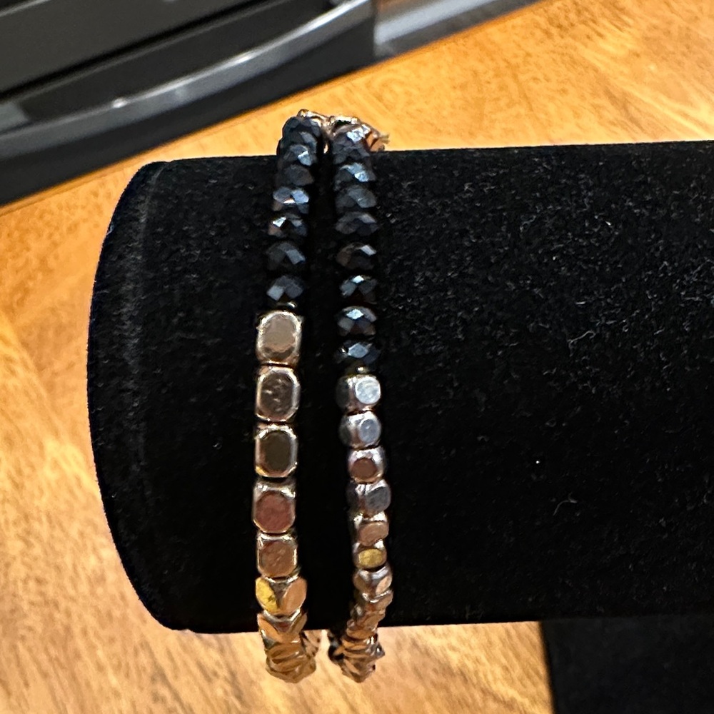 Natasha Couture Black and Gold Bracelet Duo